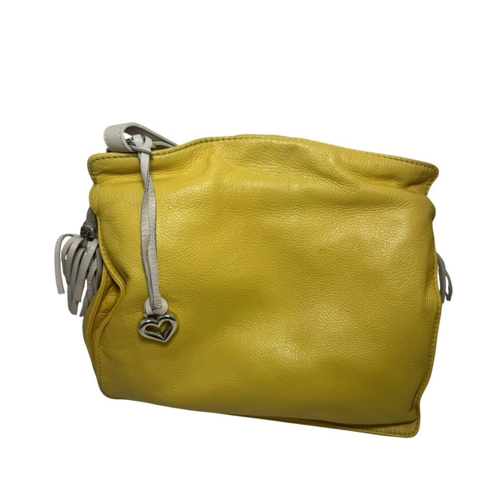 Brighton Etta Yellow Soft‎ Leather Tassel Cross Body Handbag $240 - Picture 5 of 12